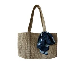 Draper James Straw Purse With Floral Tie NWT